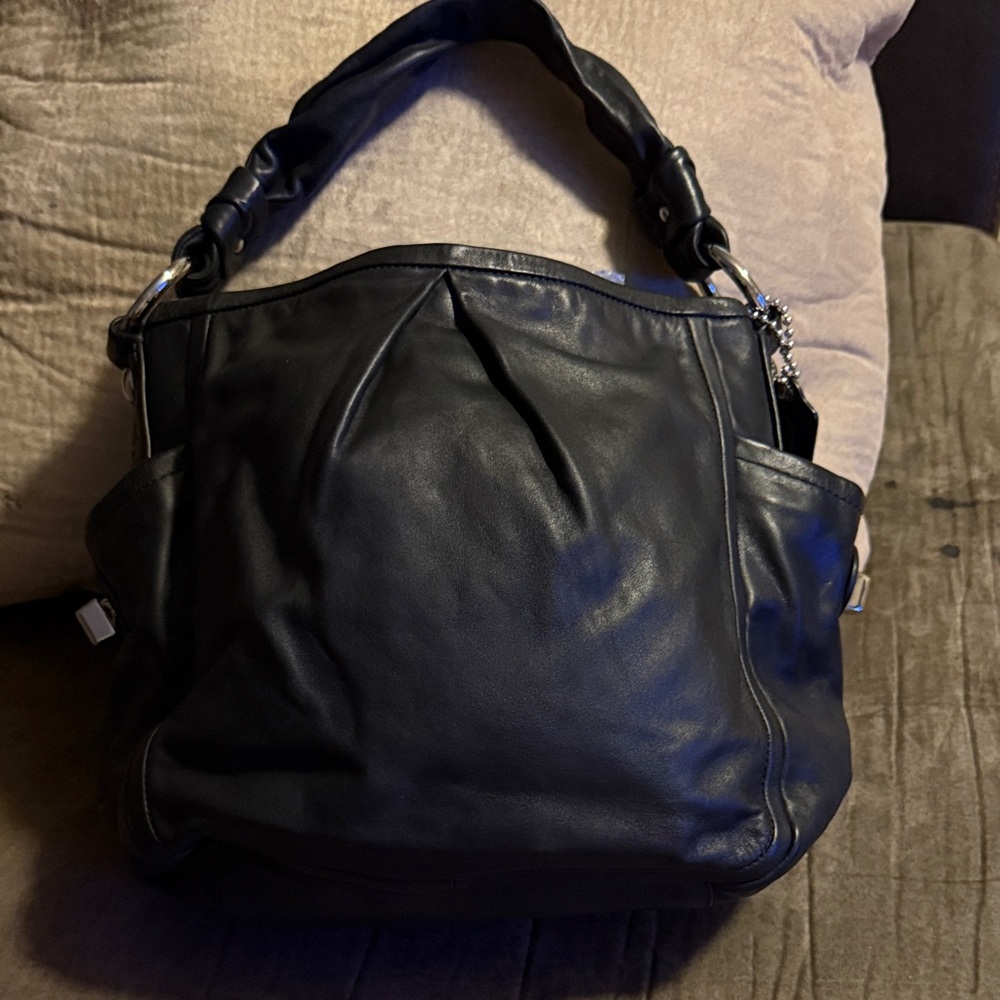 EC-Coach Chic Black Leather Hobo Bag